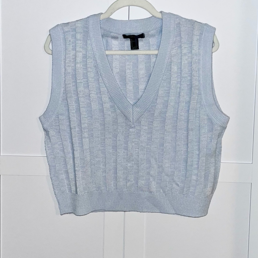 Crop Light Blue Knit Vest Size XL
